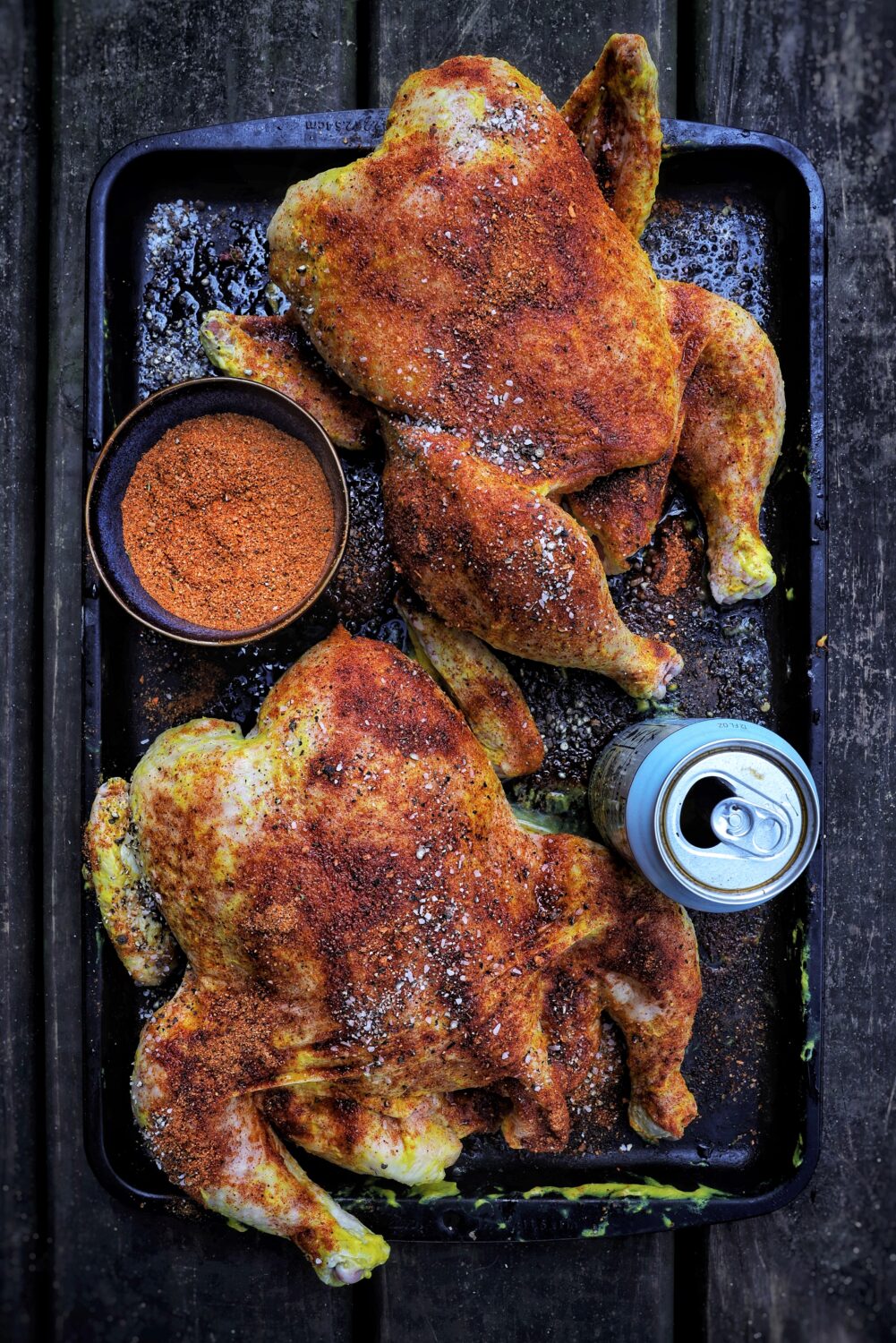 Season simply, but boldly and always remember, 30% of the seasoning will be lost to the grill and basting during the process of the smoke.