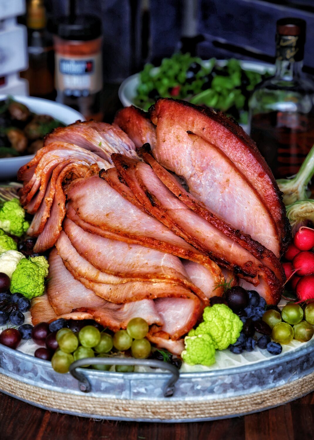 Double-smoked and BLueberry-Bourbon Glazed Easter Ham
