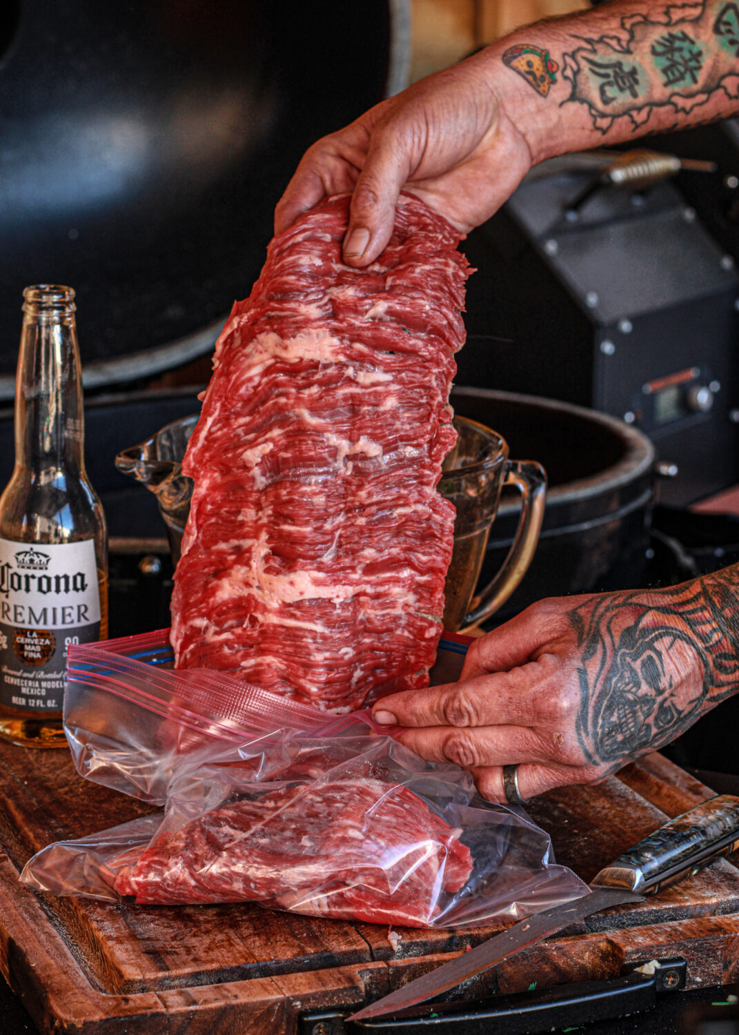 skirt steak in marinade