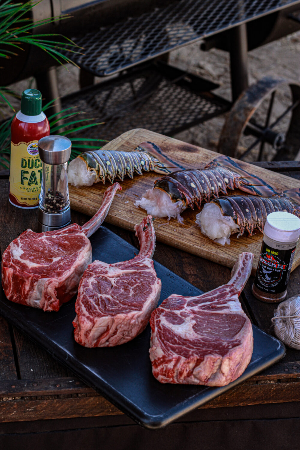 tomahawk and lobster prep